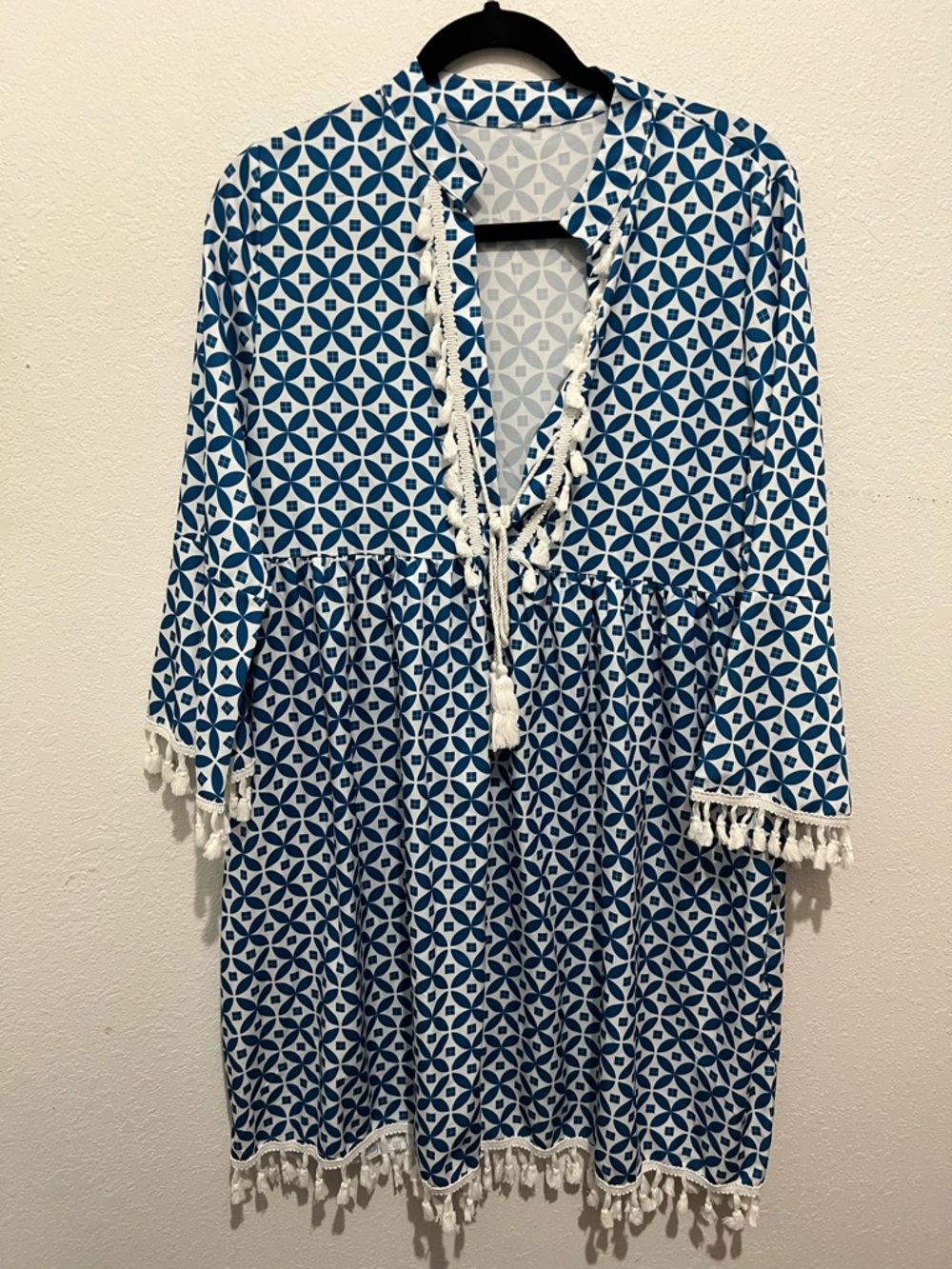 Blue Tassel swim cover up Dress